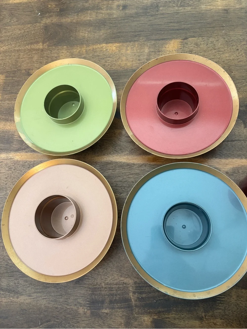 50s Vintage Midcentury Modern Snack Set Aluminum Cups with plates